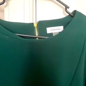 NEW Dress-CALVIN KLEIN Forest Green short sleeve NWT
